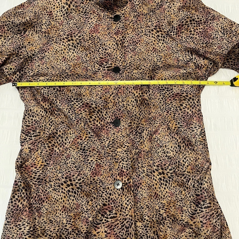 NOVELTI Vintage Animal Print Button Front Lined Coat 80's Shoulder Pads Leopard - Picture 17 of 17